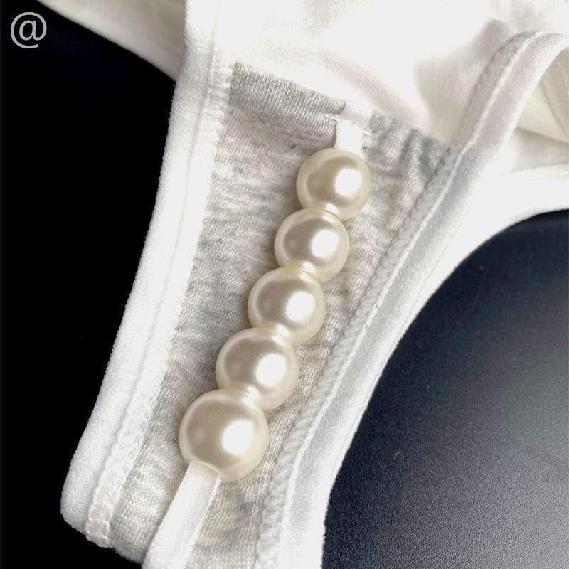 Large Bead Panties for Women with Extra Large Particles, Sexy Transparent Massage Thong, Plus Size Pure Cotton Lace Panties
