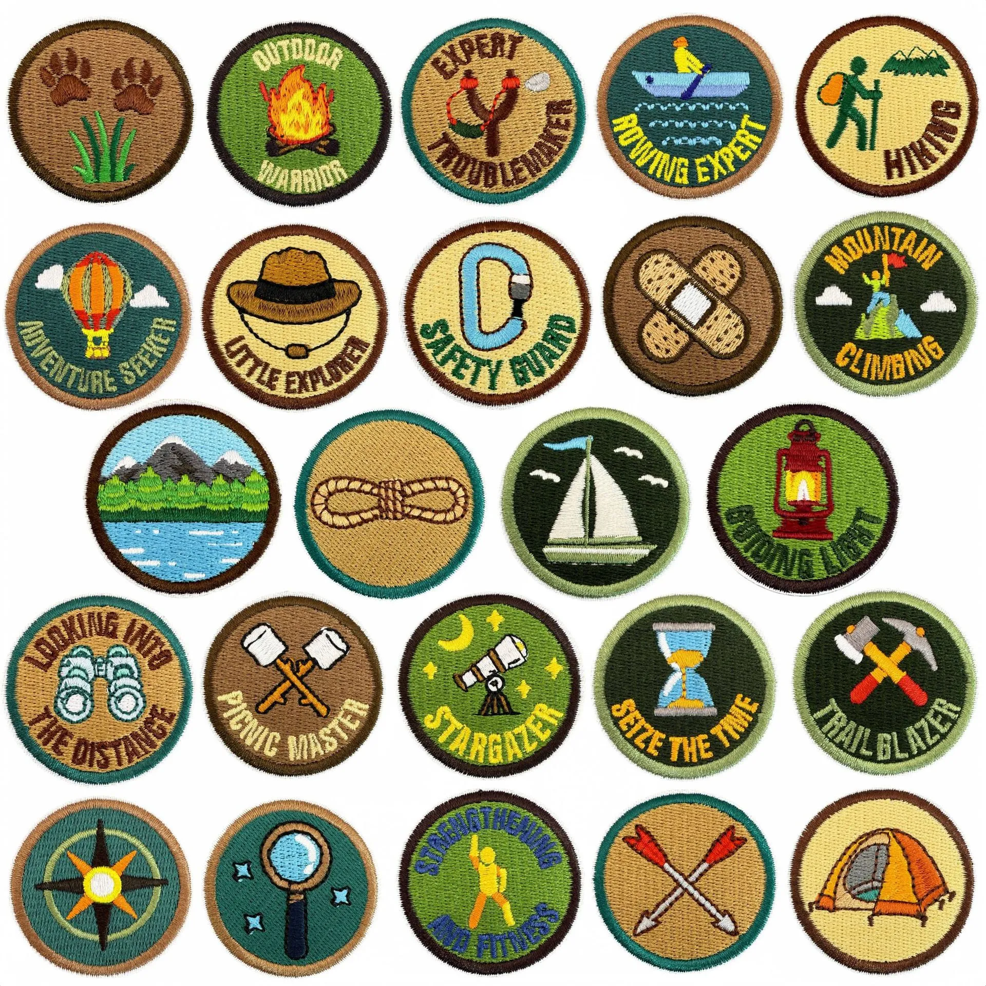Outdoor adventure essential: 24 cartoon embroidered patches