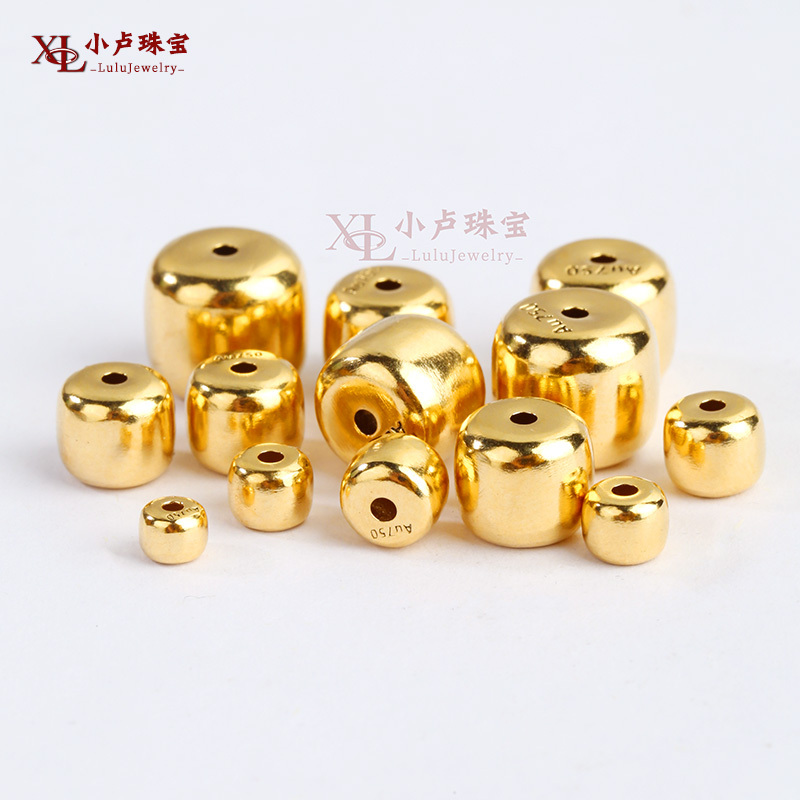 18K Gold Accessories, Traditional Gold Old-Style Bead Barrel Beads, Spacer Beads, Jewelry DIY Accessories, Bracelet Necklace Braiding String Bead Materials