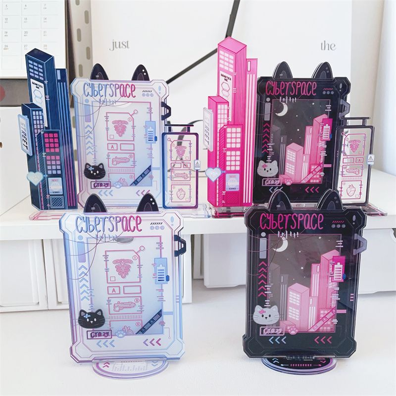 Cyberpunk Desktop Decoration Ornaments Idol Star Photo Card Storage Display Decoration Punk Photo Frame Stand