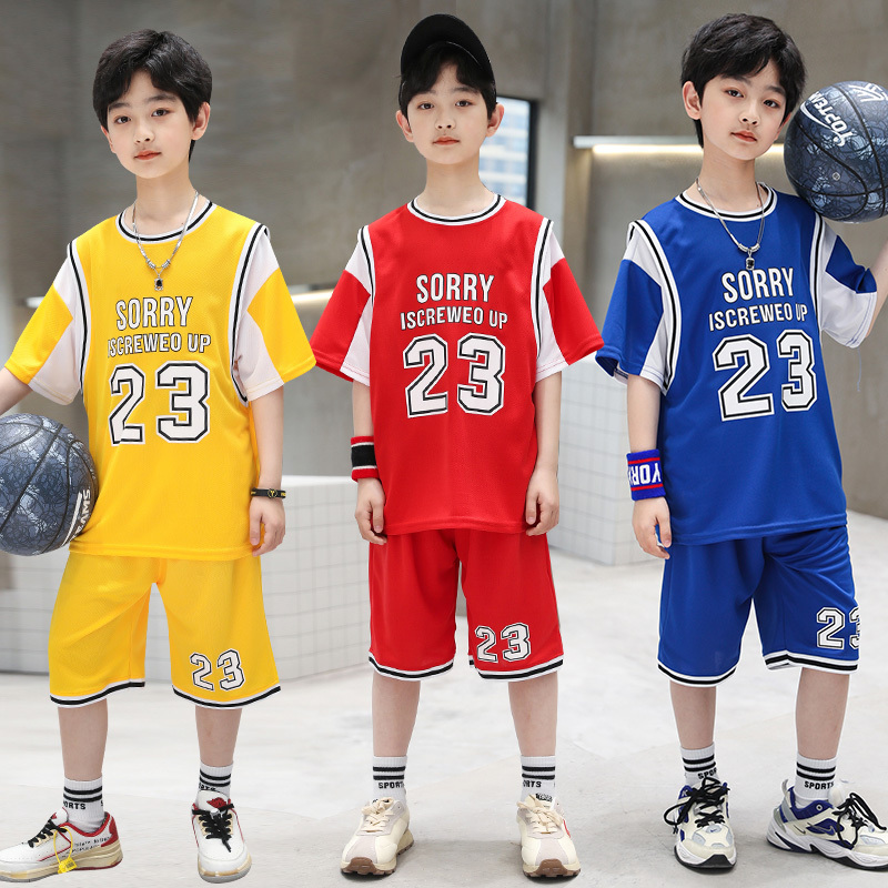 Official Website Genuine Co-Branded Boys' Quick-Drying Basketball Uniform Set Student Basketball Uniform No. 23 Jersey Sports Training Uniform