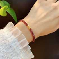 Small Elk People High Net Body Wine Red 4mm Pomegranate Stone Bracelet Womens Hand Strings Personality 2024 new