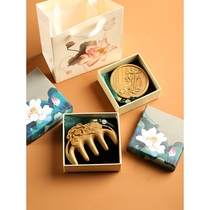 Carpenter Tan green sandalwood comb gift box round mirror carved portable makeup comb mirror ladies home birthday gift