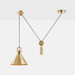 Nordic Post-Modern Dining Room Chandelier, Creative Adjustable Pulley, Minimalist Bedroom Bedside Gold Decorative Personality Chandelier