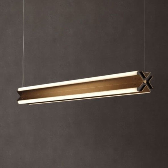 Minimalist Designer Restaurant X-Shaped Long Strip Pendant Light Stainless Steel Italian Light Luxury Dining Table Bar Counter Study Room Lighting