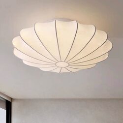 Japanese-Style Silk Ceiling Lamp, Cream-Colored Bedroom New Model, Round French Vintage Study Room Eye-Protection Lamp, Simple Wabi-Sabi Style