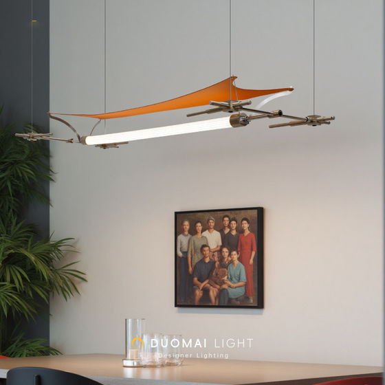 Bauhaus Restaurant Mazar Pendant Light Leather Light Luxury Dining Table Bar Counter Hotel Front Desk Model Room Industrial Style Long Strip Light