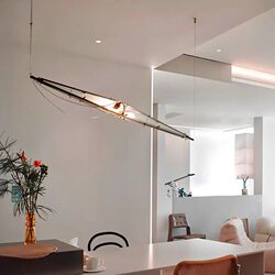 Chen Xingyu Singchan Restaurant Chandelier Minimalist Art Dining Table Bar Staircase Stainless Steel Glass Strip Light