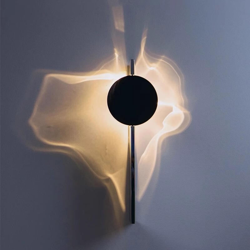 Italian Designer Minimalist Wall Lamp Living Room Ripple Rotating Background Wall Lamp Hotel Bedroom Aisle Atmosphere Light