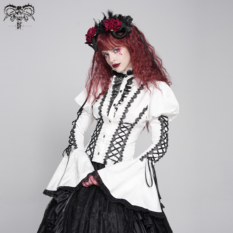 Devil Fashion Devil Fashion Heart Jacquard Gothic Shirt Long-Sleeved Top [Sht14201/02]