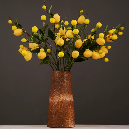 Имитация зеленого растения, прямые продажи с фабрики, искусственные фрукты, искусственные цветы, желтые ягоды, имитация фруктовых веток лимона