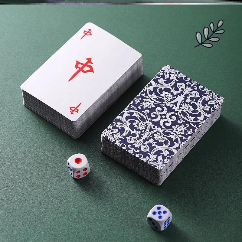 Card mahjong 144 sheets waterproof 136 sheets of household plastic big number waterproof with red CUHK font Seniors Poker-Taobao