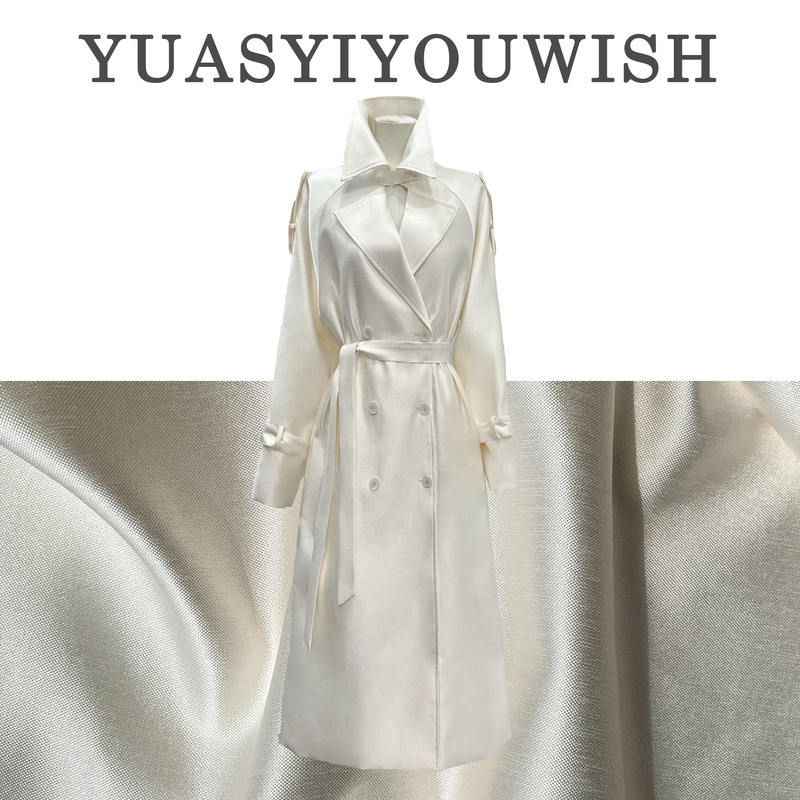 【Yu Yi】 | Designer Style Trench Coat with a Smooth and Stylish Fit and Tie-Up Design.