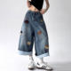 Large size women's retro pear-shaped body denim shorts