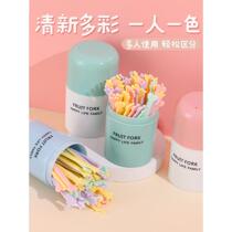 Fruit fork set fruit pick disposable plastic two-tine household fruit cake dessert fork snack fork