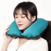 2024 direct selling press automatic inflatable pillow U-shaped pillow milk silk neck pillow travel neck pillow U-shaped pillow