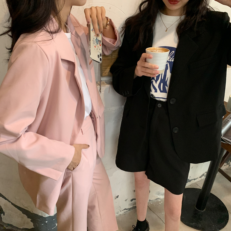 Korean version Lazy Wind Suit Jacket 100 lap long pants Western pants Plexant Skirt Shorts Temperament Suit Suit Four Sets Women