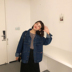 Big sim đại học gió túi denim áo khoác ulzzang Hàn Quốc bf lỏng ngắn retro công cụ denim quần áo nữ couple tx áo khoác nữ Áo khoác ngắn