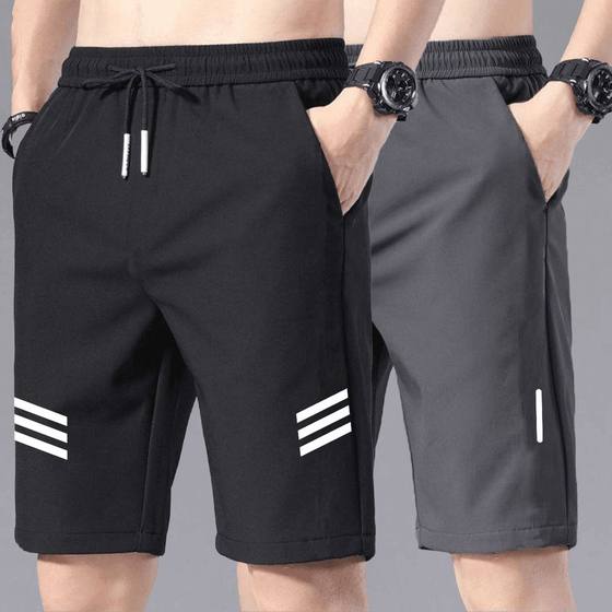 冰丝短裤男夏季透气五分裤百搭潮牌宽松大码男生运动休闲沙滩裤子