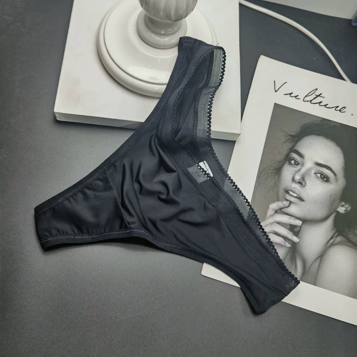 Summer Thin Ice Silk Thong Panties, European and American Style, Smooth and Simple T-Shaped Women's Panties, High Slit Sports Yoga Bottoms, Plus Size