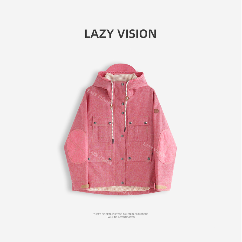 Lazyvision Light Outdoor Imported Yarn-Dyed Oxford Jacket Women's Autumn Eco-Friendly Waterproof Hooded Jacket 37994
