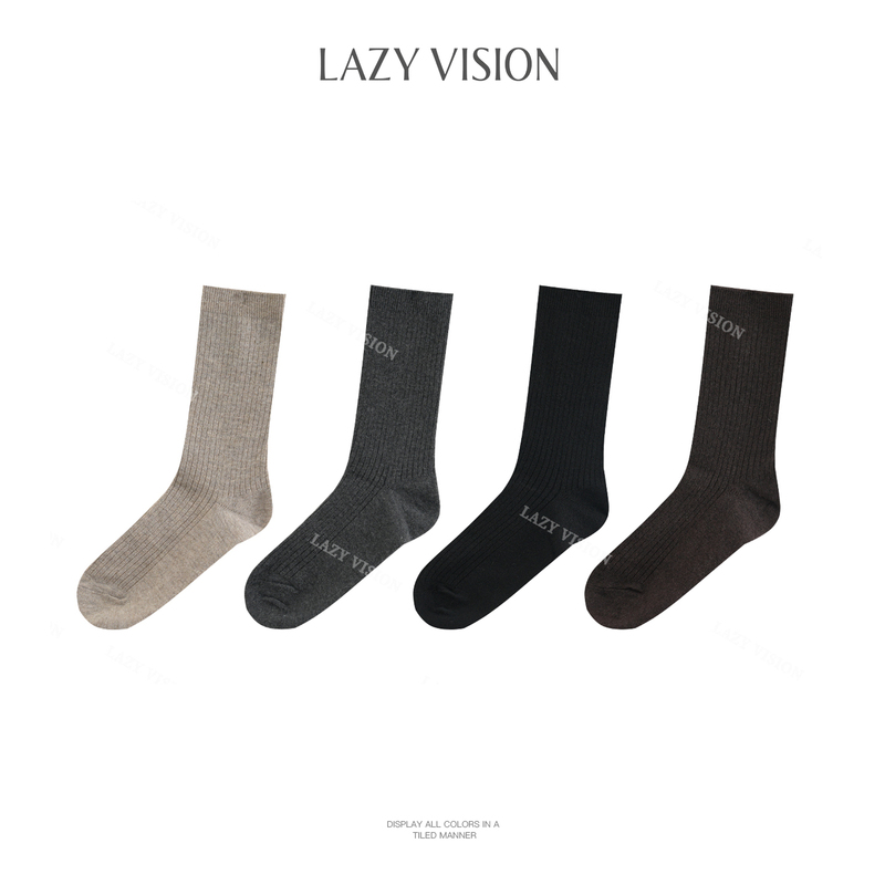 Lazyvision Solid Color Elastic Seamless Long Socks, Four Pairs Pack, Unisex, Comfortable and Breathable Mid-Calf Socks 39937 Lazyvision Solid Color Elastic Seamless Long Socks, Four Pairs Pack, Unisex, Comfortable and Breathable Mid-Calf Socks 39937