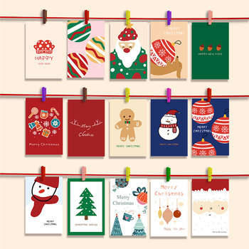 2026 New Christmas Decoration Wall Stickers Hanging Cards Paper High-End Aesthetic Hand-Drawn Cartoon Lantern Festival Kindergarten Classroom Decoration Teacher Blackboard Greeting Cards for Students and Teachers