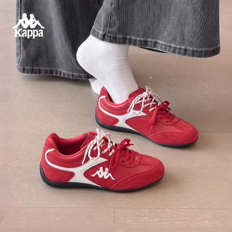 Kappa Racing Shoes Women's Red Training Shoes Retro 2026 Autumn New Style Height-Increasing Casual Sports Shoes Kappa Racing Shoes Women's Red Training Shoes Retro 2026 Autumn New Style Height-Increasing Casual Sports Shoes