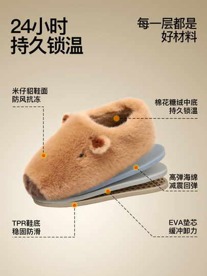 Priscilla Pibala Bag Heel Slippers for Men 2025 New Autumn and Winter Indoor Home Warm Anti-Slip Lazy Shoes for Women