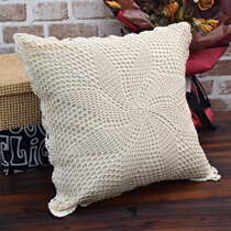 Two European-style all-cotton manual crochet knitted car office sofa living room with pillow back cushion cover without core