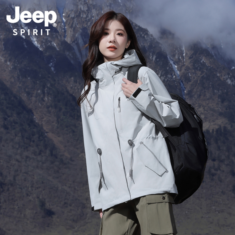 Jeep Spirit Mid-Length Outdoor Jacket for Women, Three-In-One Detachable, 2026 Spring New Model