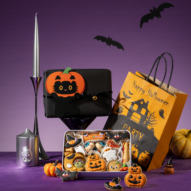 Aqin Halloween Trick-Or-Treat Cookie Gift Box Handmade Butter Cookies Afternoon Tea Snacks Souvenirs