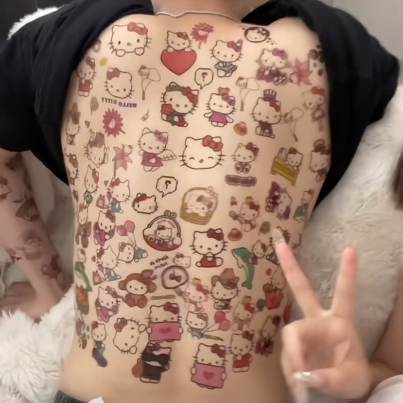 Cute Creative Kt Tattoo Stickers Disposable Temporary Long-Lasting Realistic Waterproof Arm and Face Cute Tattoo Stickers Cute Creative Kt Tattoo Stickers Disposable Temporary Long-Lasting Realistic Waterproof Arm and Face Cute Tattoo Stickers