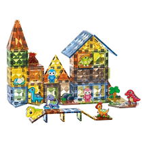 Childrens Dinosaur Magnetic Piece Color Window Building Blocks Luminous Boys and Girls Puzzle Magnet Stick Puzzle Birthday Gift Toy