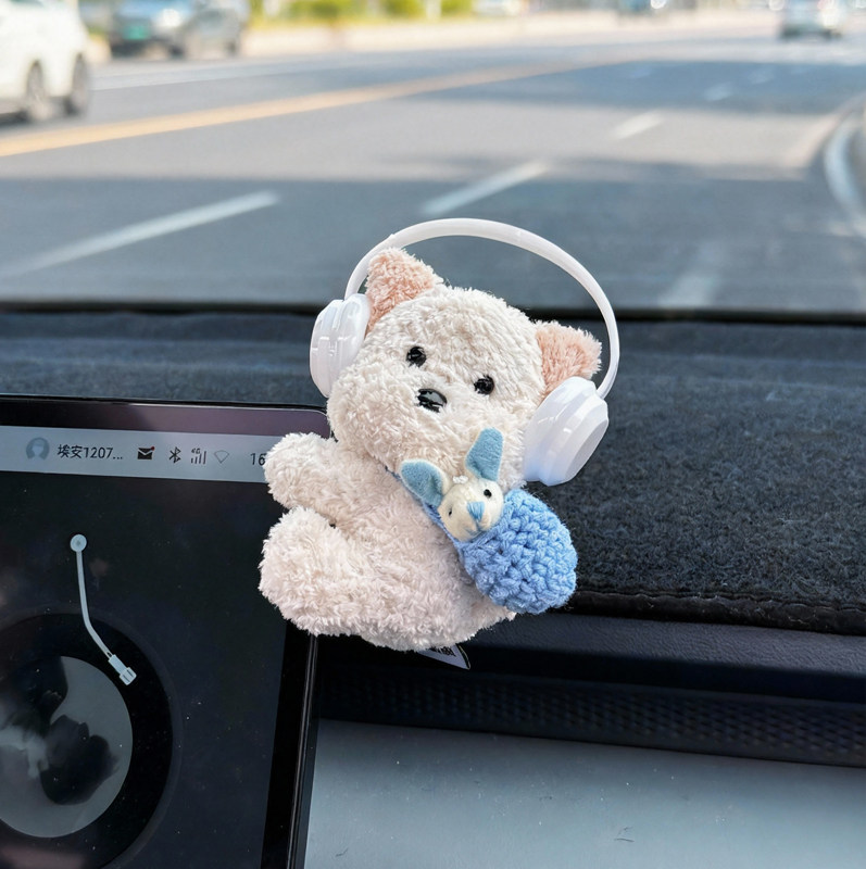 Car Ornaments Cartoon Cute Plush Doll Car Dashboard Screen Interior Dashboard Decoration Ornaments for Women
