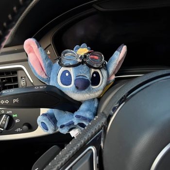 Cartoon Genuine Plush Stitch Car Gear Shift Decoration Stitch Lilo & Stitch Trendy Car Decoration Cute