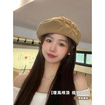 British autumn and winter retro woolen beret hat for women elegant and versatile face-showing little painter hat big head and bud hat