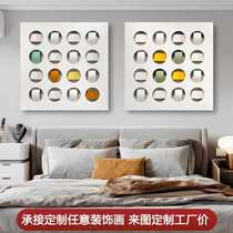 Modern simple living room physical painting white entrance dining room hanging painting niche model room leather three-dimensional decorative painting