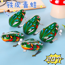 Tin frog toy small frog toy childrens gift spring winding jumping frog animal bounce 80s nostalgia