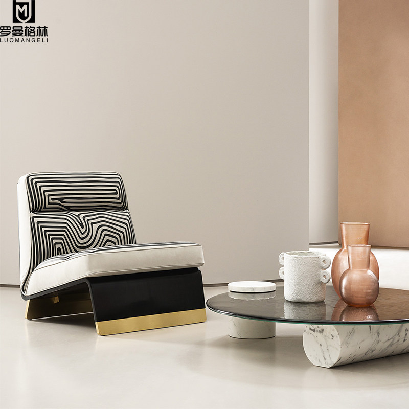 BAXTER ITALIAN DESIGNER NET RED CASUAL EXTREMELY LUXURIOUS SINGLE CHAIR MODERN LIVING ROOM HIGH-END CUSTOMISED FROSTED SOFA CHAIR