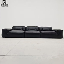 Italian leather sand found small household tofu block head skin designer Xia Tu Dark Bull Villa sofa