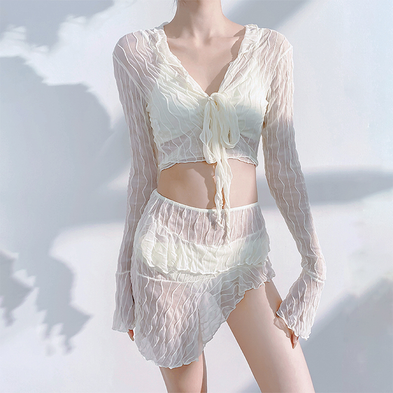 Sugar Fairy's New High-End Bikini Swimsuit for Women, Resort-Style Hot Spring Two-Piece Long-Sleeved Slimming and Sexy Design