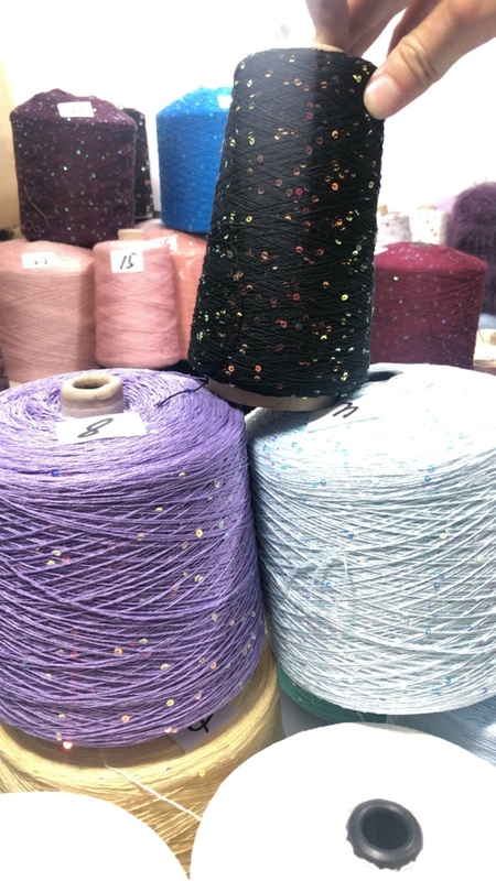 Round Iridescent Sequin Pure Cotton Yarn, Russian Hot-Selling Yarn, Cross-Border Best-Selling Cotton Thread, Handmade Knitting Crochet Thread