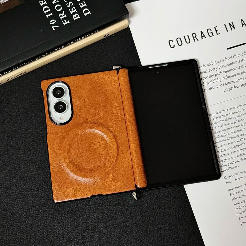Suitable for Samsung Galaxy Z Fold8 Wide Folding Phone Case, High-End Genuine Leather Crazy Horse Pattern Magnetic Suction with Front Frame Side Buckle, Center Axis Anti-Drop Protective Case, Full Coverage Anti-Drop Ultra-Thin High-End Business Case Suitable for Samsung Galaxy Z Fold8 Wide Folding Phone Case, High-End Genuine Leather Crazy Horse Pattern Magnetic Suction with Front Frame Side Buckle, Center Axis Anti-Drop Protective Case, Full Coverage Anti-Drop Ultra-Thin High-End Business Case