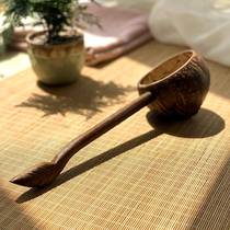 Southeast Asian coconut shell water spoon wooden Japanese long-handled water spoon water ladle watering flower spoon home SPA tea ceremony creative spoon