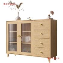 Sideboard solid wood 80cm long modern light luxury restaurant living room home cupboard storage multi-layer wall tea and wine cabinet