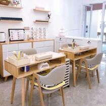 Internet celebrity nail art table Japanese style wooden nail art table small one person double with drawer nail salon table nail art table