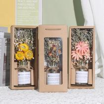 Pink babys breath dried flower bouquet eternal flower gift box Chinese Valentines Day birthday gift for girlfriend flower delivery