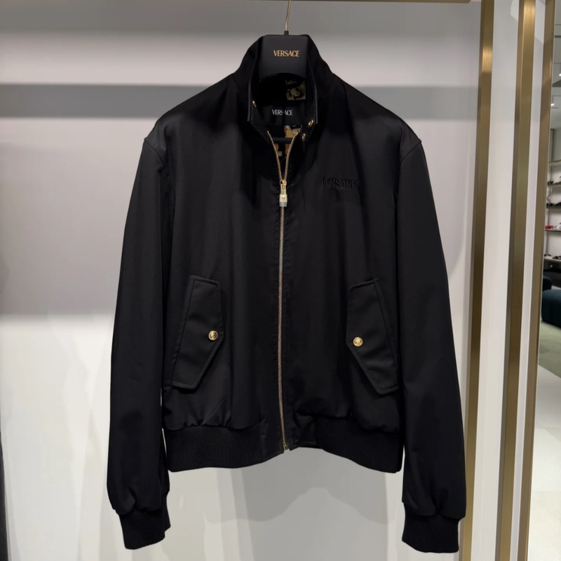[in Stock] 7/15 Versace Men's Stand Collar Zipper Jacket Black