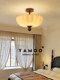 Yameng French-Style Vintage Cream Ceiling Lamp for Bedroom, Retro Cozy Room Lamp, Glass Semi-Hanging Master Bedroom Study Lamp